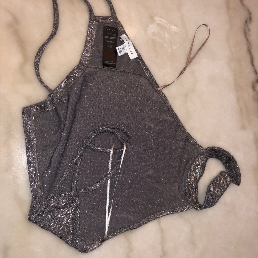 TOPSHOP | silver/gray top